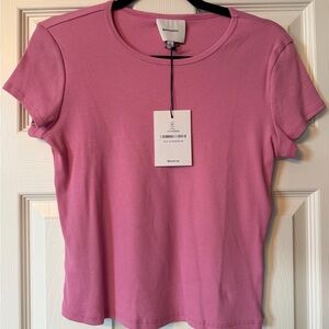 Reformation Muse Pink Ribbed Tee NWT